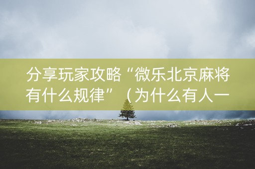 分享玩家攻略“微乐北京麻将有什么规律”（为什么有人一直赢)