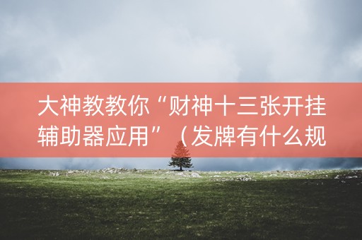 大神教教你“财神十三张开挂辅助器应用”（发牌有什么规律吗)