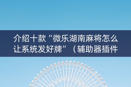 介绍十款“微乐湖南麻将怎么让系统发好牌”（辅助器插件)