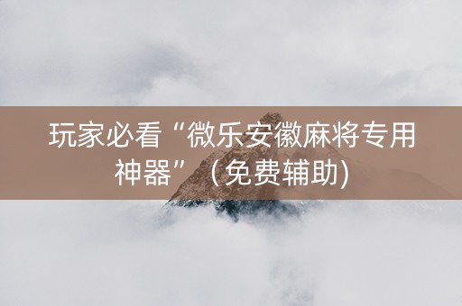 玩家必看“微乐安徽麻将专用神器”（免费辅助)