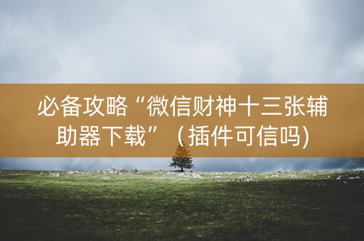 必备攻略“微信财神十三张辅助器下载”（插件可信吗)