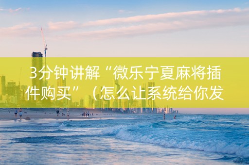 3分钟讲解“微乐宁夏麻将插件购买”（怎么让系统给你发好牌)