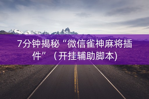 7分钟揭秘“微信雀神麻将插件”（开挂辅助脚本)