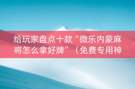 给玩家盘点十款“微乐内蒙麻将怎么拿好牌”（免费专用神器)