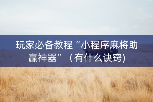 玩家必备教程“小程序麻将助赢神器”（有什么诀窍)