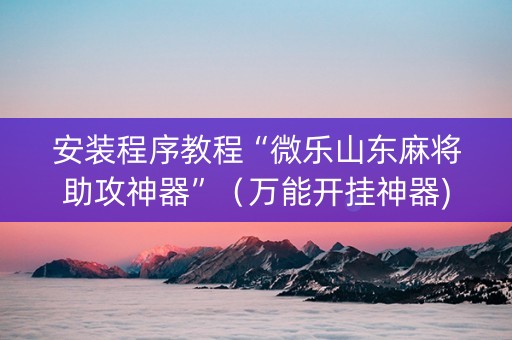 安装程序教程“微乐山东麻将助攻神器”（万能开挂神器)
