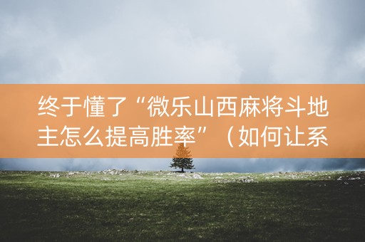 终于懂了“微乐山西麻将斗地主怎么提高胜率”（如何让系统发好牌)