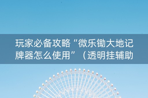 玩家必备攻略“微乐锄大地记牌器怎么使用”（透明挂辅助器)
