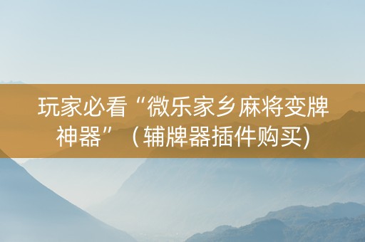 玩家必看“微乐家乡麻将变牌神器”（辅牌器插件购买)