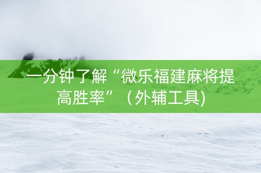 一分钟了解“微乐福建麻将提高胜率”（外辅工具)