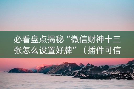 必看盘点揭秘“微信财神十三张怎么设置好牌”（插件可信吗)