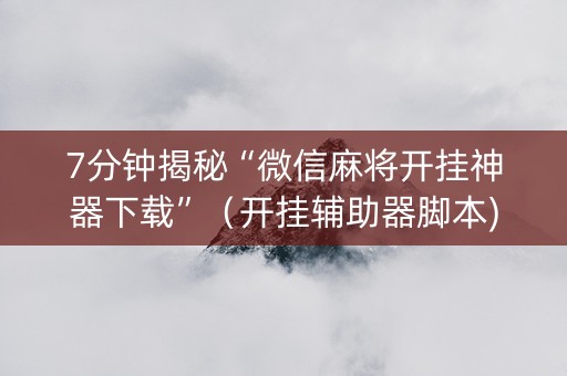 7分钟揭秘“微信麻将开挂神器下载”（开挂辅助器脚本)