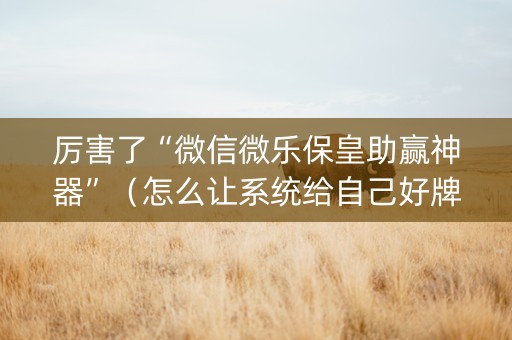 厉害了“微信微乐保皇助赢神器”（怎么让系统给自己好牌)