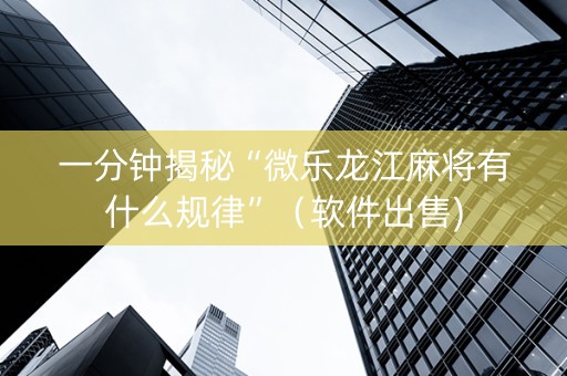 一分钟揭秘“微乐龙江麻将有什么规律”（软件出售)