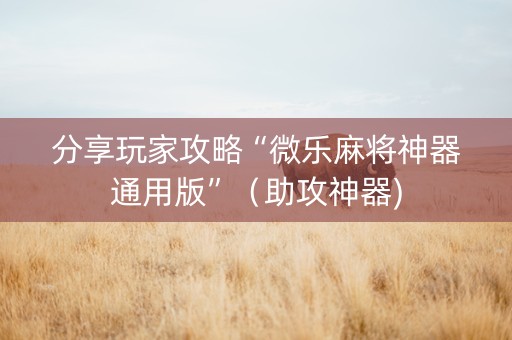 分享玩家攻略“微乐麻将神器通用版”（助攻神器)