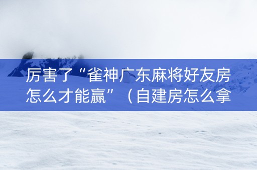 厉害了“雀神广东麻将好友房怎么才能赢”（自建房怎么拿好牌)