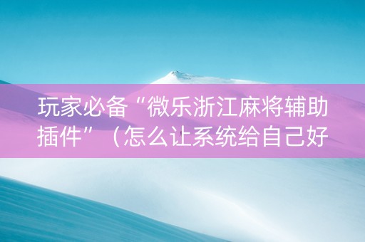 玩家必备“微乐浙江麻将辅助插件”（怎么让系统给自己好牌)