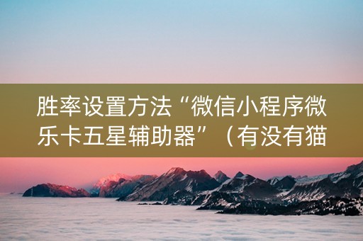 胜率设置方法“微信小程序微乐卡五星辅助器”（有没有猫腻)