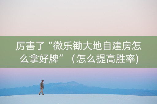 厉害了“微乐锄大地自建房怎么拿好牌”（怎么提高胜率)