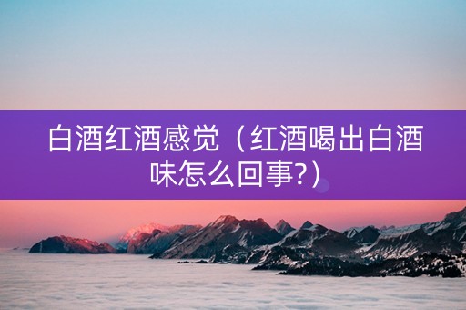 白酒红酒感觉（红酒喝出白酒味怎么回事?）
