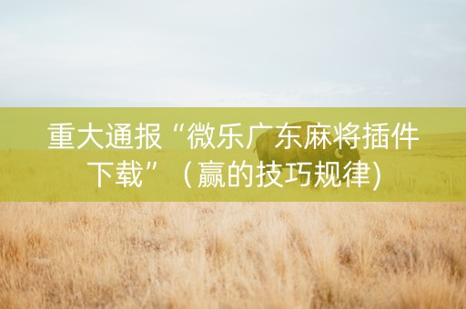 重大通报“微乐广东麻将插件下载”（赢的技巧规律)