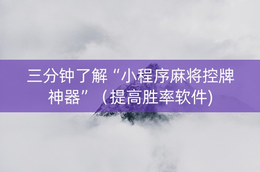 三分钟了解“小程序麻将控牌神器”（提高胜率软件)