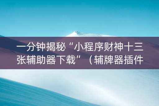 一分钟揭秘“小程序财神十三张辅助器下载”（辅牌器插件购买)