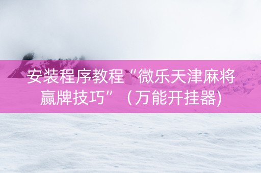 安装程序教程“微乐天津麻将赢牌技巧”（万能开挂器)
