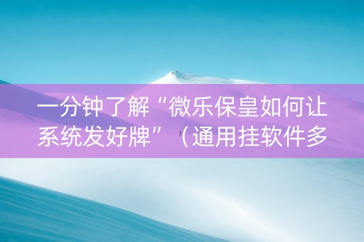 一分钟了解“微乐保皇如何让系统发好牌”（通用挂软件多少钱)