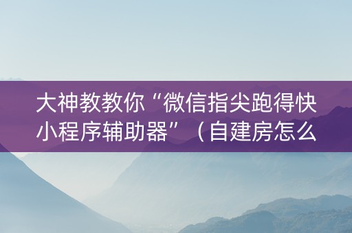 大神教教你“微信指尖跑得快小程序辅助器”（自建房怎么赢)