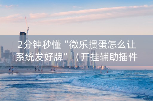 2分钟秒懂“微乐掼蛋怎么让系统发好牌”（开挂辅助插件)