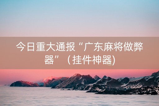 今日重大通报“广东麻将做弊器”（挂件神器)
