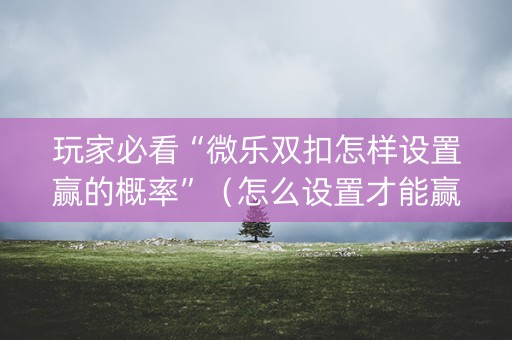 玩家必看“微乐双扣怎样设置赢的概率”（怎么设置才能赢)