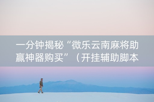 一分钟揭秘“微乐云南麻将助赢神器购买”（开挂辅助脚本)