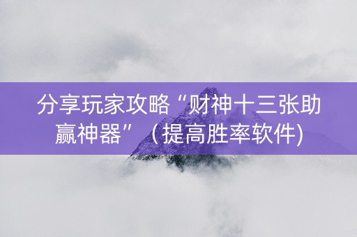 分享玩家攻略“财神十三张助赢神器”（提高胜率软件)