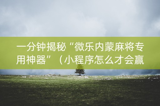 一分钟揭秘“微乐内蒙麻将专用神器”（小程序怎么才会赢)