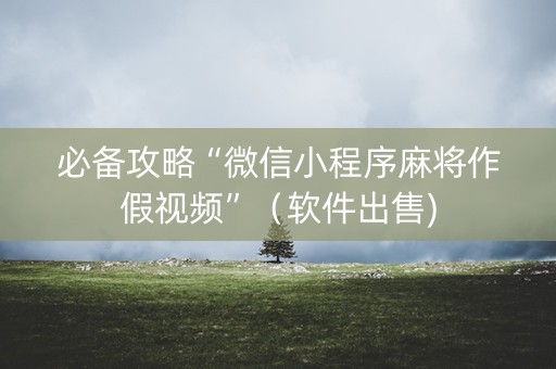 必备攻略“微信小程序麻将作假视频”（软件出售)