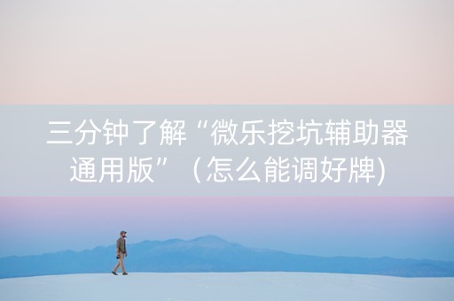 三分钟了解“微乐挖坑辅助器通用版”（怎么能调好牌)