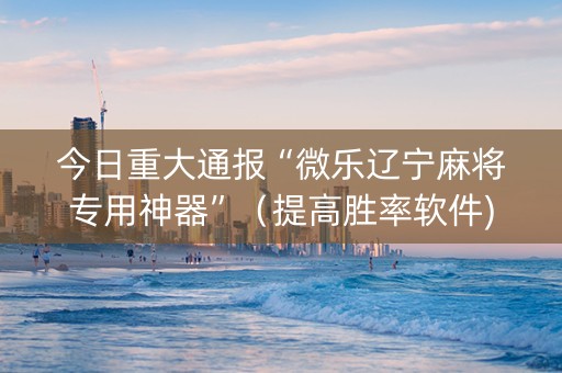 今日重大通报“微乐辽宁麻将专用神器”（提高胜率软件)