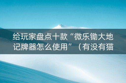 给玩家盘点十款“微乐锄大地记牌器怎么使用”(有没有猫腻) 给玩家盘点十款“微乐锄大地记牌器怎么使用”(有没有猫腻)