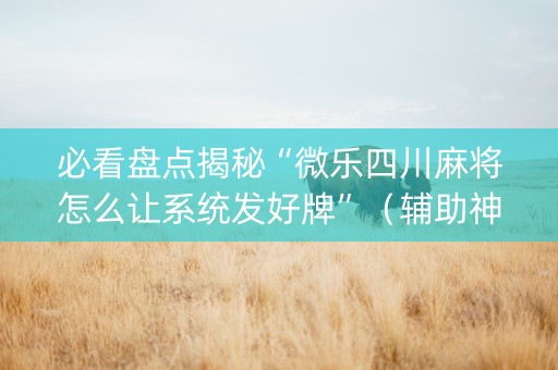 必看盘点揭秘“微乐四川麻将怎么让系统发好牌”（辅助神器免费)