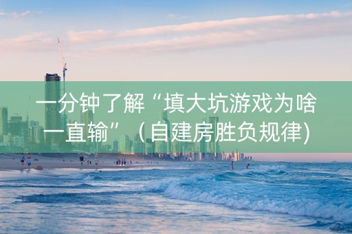 一分钟了解“填大坑游戏为啥一直输”（自建房胜负规律)