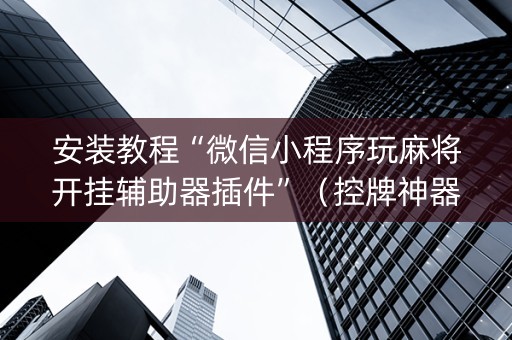 安装教程“微信小程序玩麻将开挂辅助器插件”（控牌神器)
