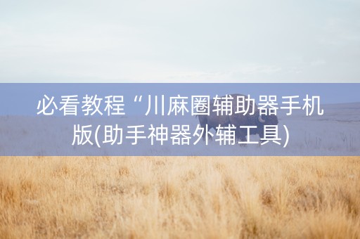 必看教程“川麻圈辅助器手机版(助手神器外辅工具)
