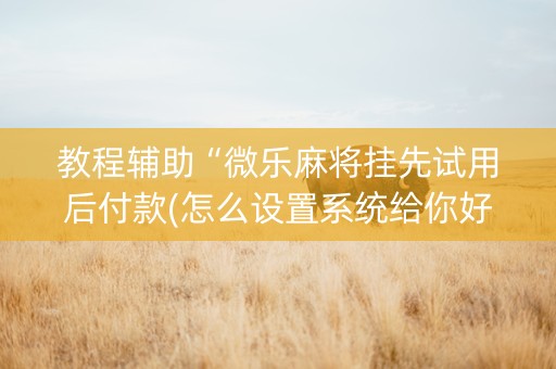 教程辅助“微乐麻将挂先试用后付款(怎么设置系统给你好牌)
