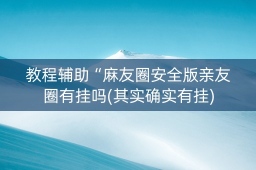 教程辅助“麻友圈安全版亲友圈有挂吗(其实确实有挂)