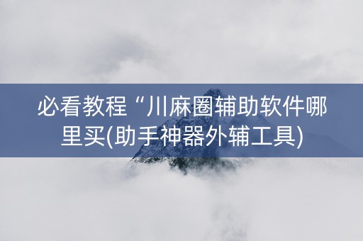 必看教程“川麻圈辅助软件哪里买(助手神器外辅工具)