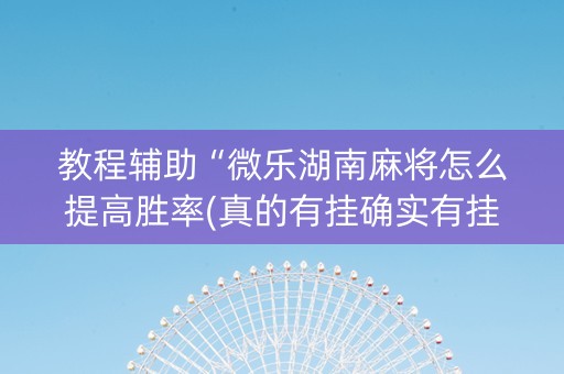 教程辅助“微乐湖南麻将怎么提高胜率(真的有挂确实有挂)