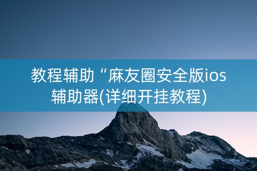 教程辅助“麻友圈安全版ios辅助器(详细开挂教程)