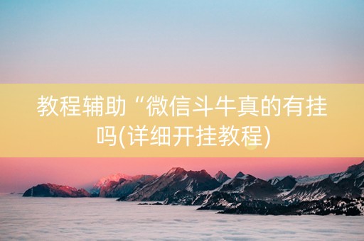 教程辅助“微信斗牛真的有挂吗(详细开挂教程)